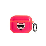 Karl Lagerfeld Coque pour Airpods Pro Choupette Translucide en Silicone Fuchsia