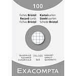 EXACOMPTA Étui de 100 fiches - bristol quadrillé 5x5 non perforé 74x105mm - Blanc x 40