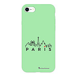 LaCoqueFrançaise Coque iPhone 7/8 Silicone Liquide Douce vert pâle Skyline Paris
