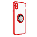 Avizar Coque pour iPhone XS Bi-matière Bague Métallique Support Vidéo Rouge