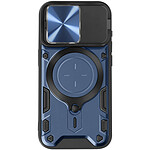 Avizar Coque pour iPhone 15 Pro Bague Métallique Bi-matière Antichoc Bleu