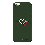 LaCoqueFrançaise Coque iPhone 6/6S Silicone Liquide Douce vert kaki Coeur Blanc Amour