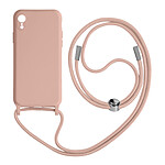 Avizar Coque Cordon pour Apple iPhone XR Semi-rigide Lanière Tour du Cou 80cm rose
