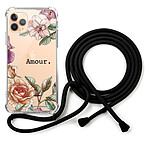 LaCoqueFrançaise Coque cordon iPhone 11 Pro Max Dessin Amour en fleurs