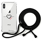 LaCoqueFrançaise Coque cordon iPhone X/Xs noir Dessin Coeur Noir Amour