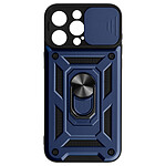 Avizar Coque Antichoc pour iPhone 15 Pro Max Cache Caméra Coulissant Bague bleu nuit