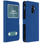Avizar Etui folio Bleu Éco-cuir pour Samsung Galaxy A6 Plus