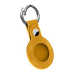 Avizar Porte-clés pour AirTag Protection Éco cuir Anneau en Métal Bouton Pression jaune