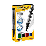 BIC Etui de 4 Feutres tableau blanc effaçable LIQUID INK Tank Pointe Ogive Large N/B/R/V