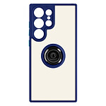 Avizar Coque pour Samsung Galaxy S23 Ultra Bi-matière Bague Métallique Support Vidéo  Bleu