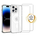 Evetane Coque iPhone 14 Pro transparente Motif Compatible Magsafe + 2 Vitres Protection Ecran