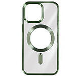 Avizar Coque MagSafe pour iPhone 15 Pro Silicone Protection Caméra  Contour Chromé Vert