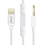 Câble Auxiliaire iPhone iPad iPod vers Jack 3.5mm avec Télécommande LinQ Blanc