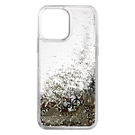 GUESS Coque pour iPhone 13 Pro Rigide Paillettes Liquid Glitter Charms Transparent