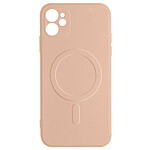 Avizar Coque Magsafe iPhone 11 Silicone Souple Intérieur Soft-touch Mag Cover rose gold