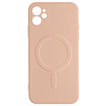 Avizar Coque Magsafe iPhone 12 Silicone Souple Intérieur Soft-touch Mag Cover rose gold