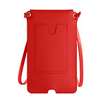 Avizar Pochette Bandoulière Smartphone avec Rangement carte Simili cuir  Rouge