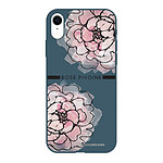 LaCoqueFrançaise Coque iPhone Xr Silicone Liquide Douce bleu nuit Rose Pivoine