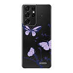 Evetane Coque Samsung Galaxy S21 Ultra 5G 360 intégrale transparente Motif Papillons Violets Tendance