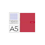 LIDERPAPEL Cahier spirale crafty couverture contrcollee a5 240p 90g/m2 5x5mm rouge microperfore 6 trous