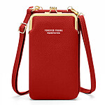 Avizar Pochette Bandoulière Smartphone Simili cuir grainé Multi-compartiments  Rouge