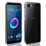 Avizar Coque HTC Desire 12 Silicone Transparent et Film Ecran Verre Trempé Contour noir