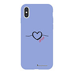 LaCoqueFrançaise Coque iPhone X/Xs Silicone Liquide Douce lilas Coeur Noir Amour
