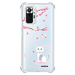 Evetane Coque Xiaomi Redmi Note 10 Pro anti-choc souple angles renforcés transparente Motif Chat et Fleurs