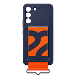 Samsung Coque pour Galaxy S22 Plus avec Sangle Orange Silicone Doux Fine  Bleu marine