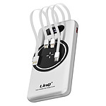 LinQ Powerbank 15 000mAh Charge Sans Fil + USB / USB-C + Câble Micro-USB / Lightning / USB-C  Blanc
