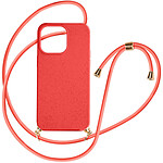 Avizar Coque cordon pour iPhone 15 Pro Silicone Recyclable  Rouge