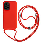 Avizar Coque Cordon pour Samsung Galaxy A52 et A52s Semi-rigide Lanière Tour du Cou 80cm Rouge