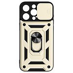 Avizar Coque Antichoc pour iPhone 15 Pro Max Cache Caméra Coulissant Bague or