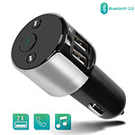 Avizar Transmetteur FM Bluetooth Chargeur Allume-cigare USB Microphone - Noir
