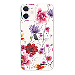 Evetane Coque iPhone 12 mini silicone transparente Motif Fleurs Multicolores ultra resistant
