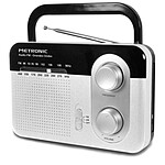 Metronic 477220 - Radio portable AM/FM grandes ondes - noir et blanc