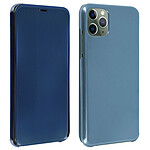 Avizar Étui iPhone 11 Pro Chromé Strié Clapet Translucide Rigide Fin Léger - bleu