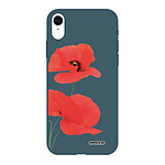 Evetane Coque iPhone Xr Silicone Liquide Douce bleu nuit Coquelicot