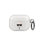 Karl Lagerfeld Coque pour Airpods Pro Glitter Chic en TPU Haute Qualité Argent