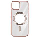 Avizar Coque MagSafe pour iPhone 15 Silicone Protection Caméra  Contour Chromé Rose