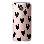 Evetane Coque Samsung Galaxy S7 Edge 360 intégrale transparente Motif Coeurs Noirs Tendance