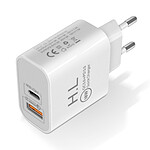 Avizar Chargeur secteur USB / USB-C 18W Power Delivery Q.C 3.0 Blanc