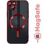 Avizar Coque MagSafe pour iPhone 13 Silicone Protection Caméra  Contour Chromé Rouge