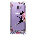 Evetane Coque Samsung Galaxy S9 anti-choc souple angles renforcés transparente Motif Fée Fleurale