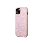 Guess Coque pour Apple iPhone 14 Plus TPU Glitter Script Rose