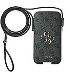 GUESS Pochette Smartphone 6,1'' Aspect Cuir Cordon Bandoulière 4G Gris foncé