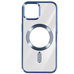 Avizar Coque MagSafe pour iPhone 15 Plus Silicone Protection Caméra  Contour Chromé Bleu