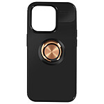 Avizar Coque pour iPhone 15 Pro Anneau Chromé Silicone flexible  Noire et Rose gold