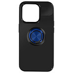 Avizar Coque pour iPhone 15 Pro Anneau Chromé Silicone flexible  Noire et Bleu Nuit