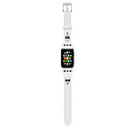 Karl Lagerfeld Bracelet pour Apple Watch 38/40/41mm Karl et Choupette en Silicone Blanc